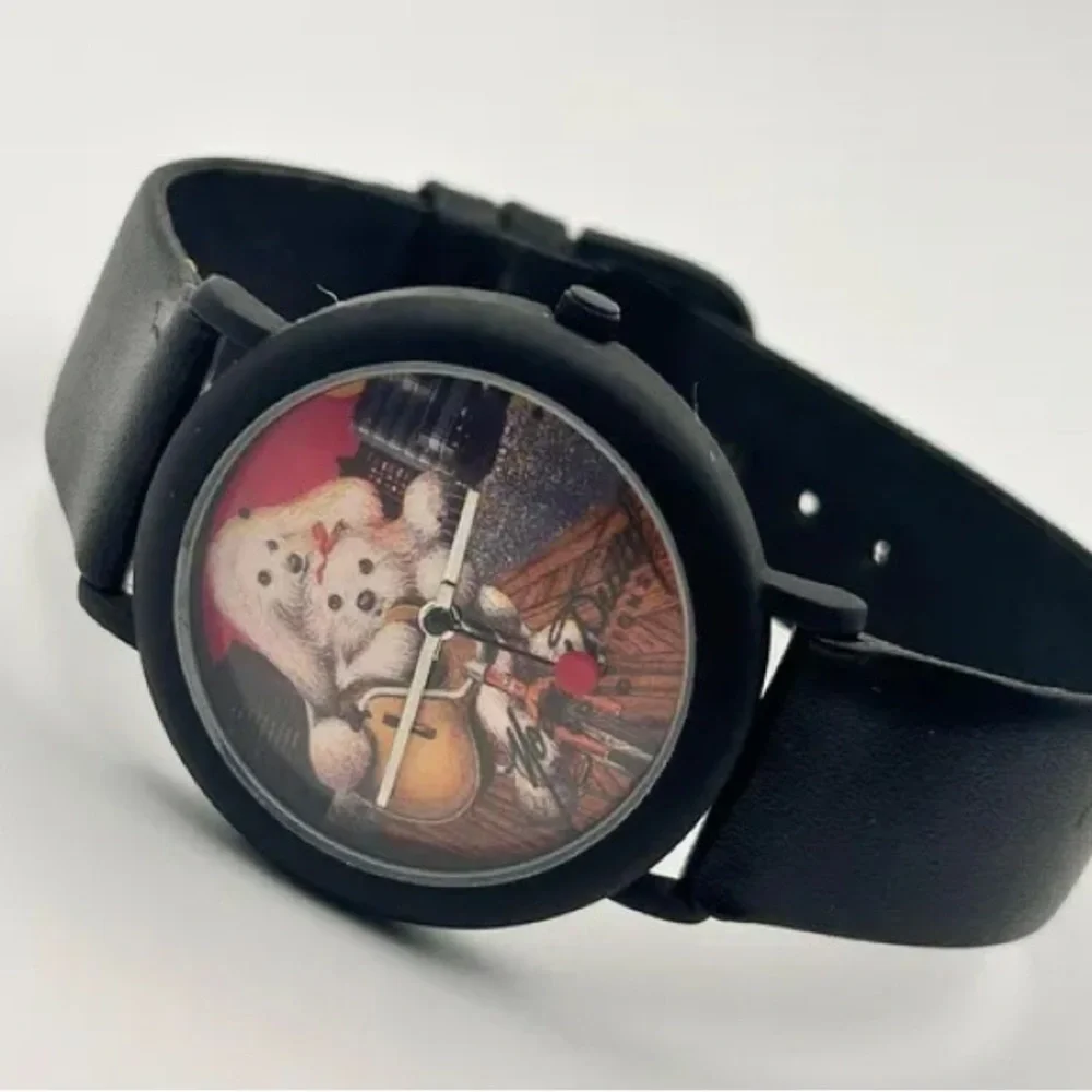 Vintage Black Watch Dogs bike guitar genuine leather unisex